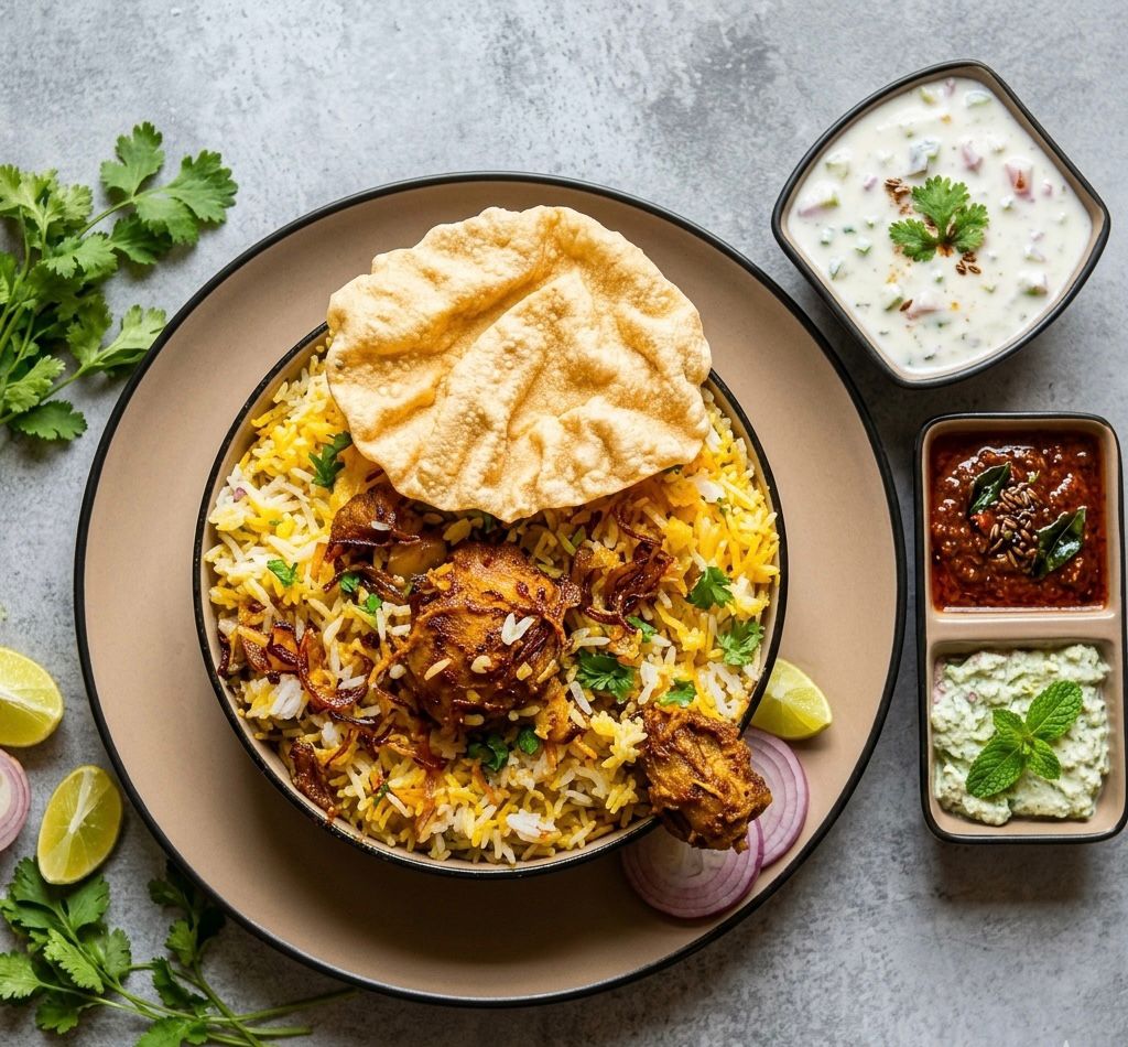 Khaima Biryani — fragrant long-grain rice with slow-cooked spiced meat