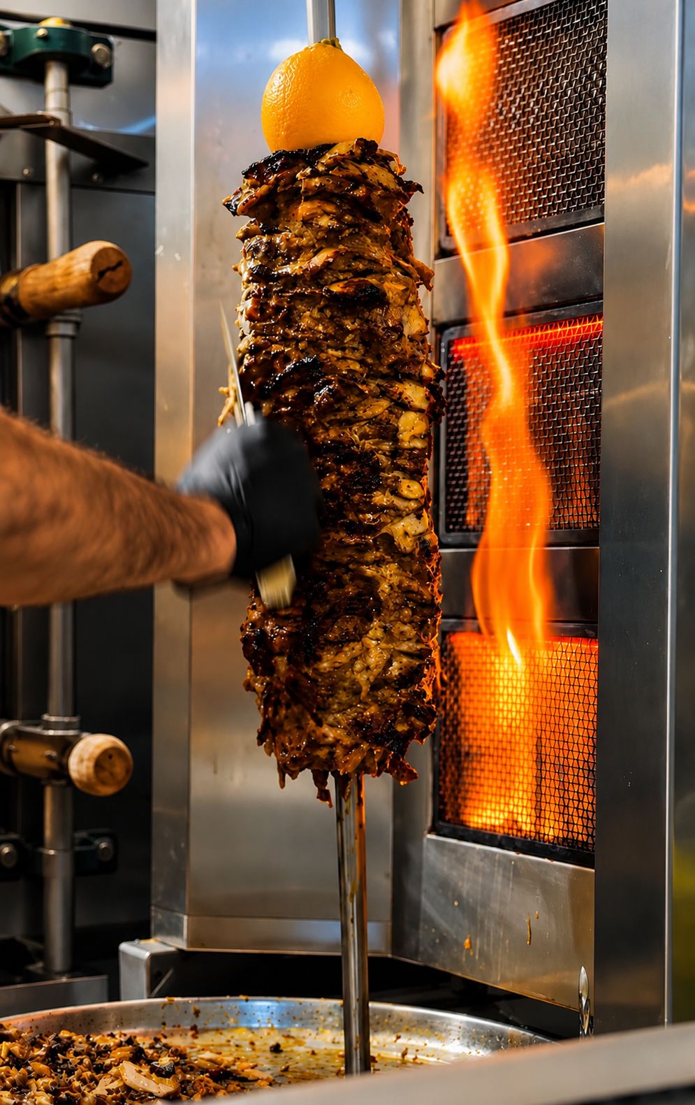 Shawarma — marinated meat with garlic sauce and fresh vegetables